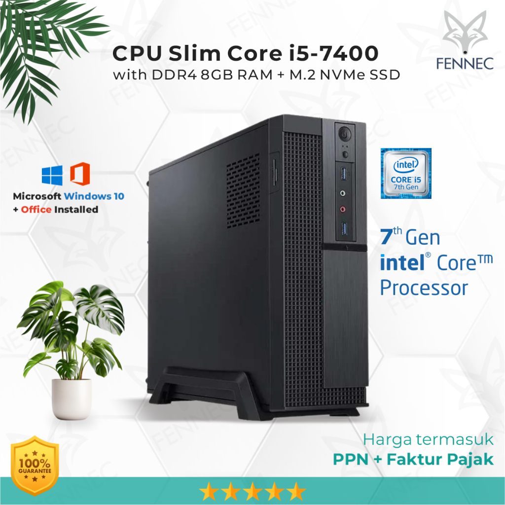CPU PC Slim Intel Core i5-7400 Gen-7 RAM 8GB SSD Rakitan Office