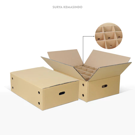 

(5pcs) Box Buah Mangga 10kg Kardus Klonal Sekat 24 Motif Coklat Polos