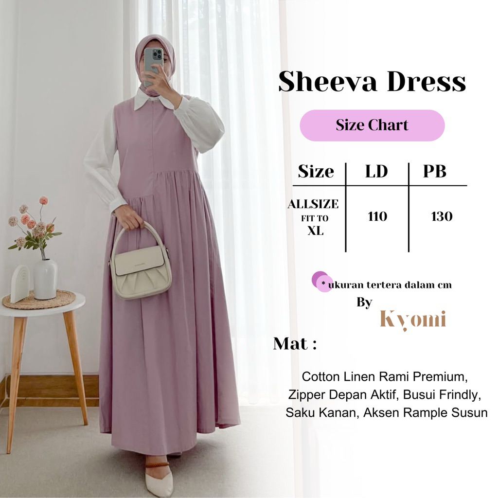 Shevaa Dress Inner Gamis Tanpa Lengan Bahan Katun Linen Rami Premium By Kyomi-Overall Dress Wanita P