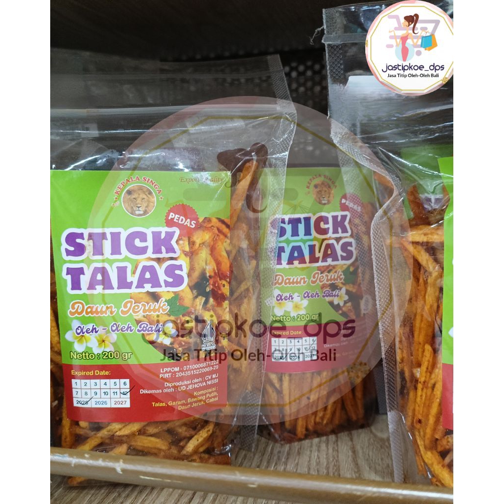 

KERIPIK STIK TALAS / KERIPIK STIK KELADI PEDAS DAUNJERUK KEPALA SINGA 200 GR ENAKK RENYAH GURIH+BUBBLE WRAP