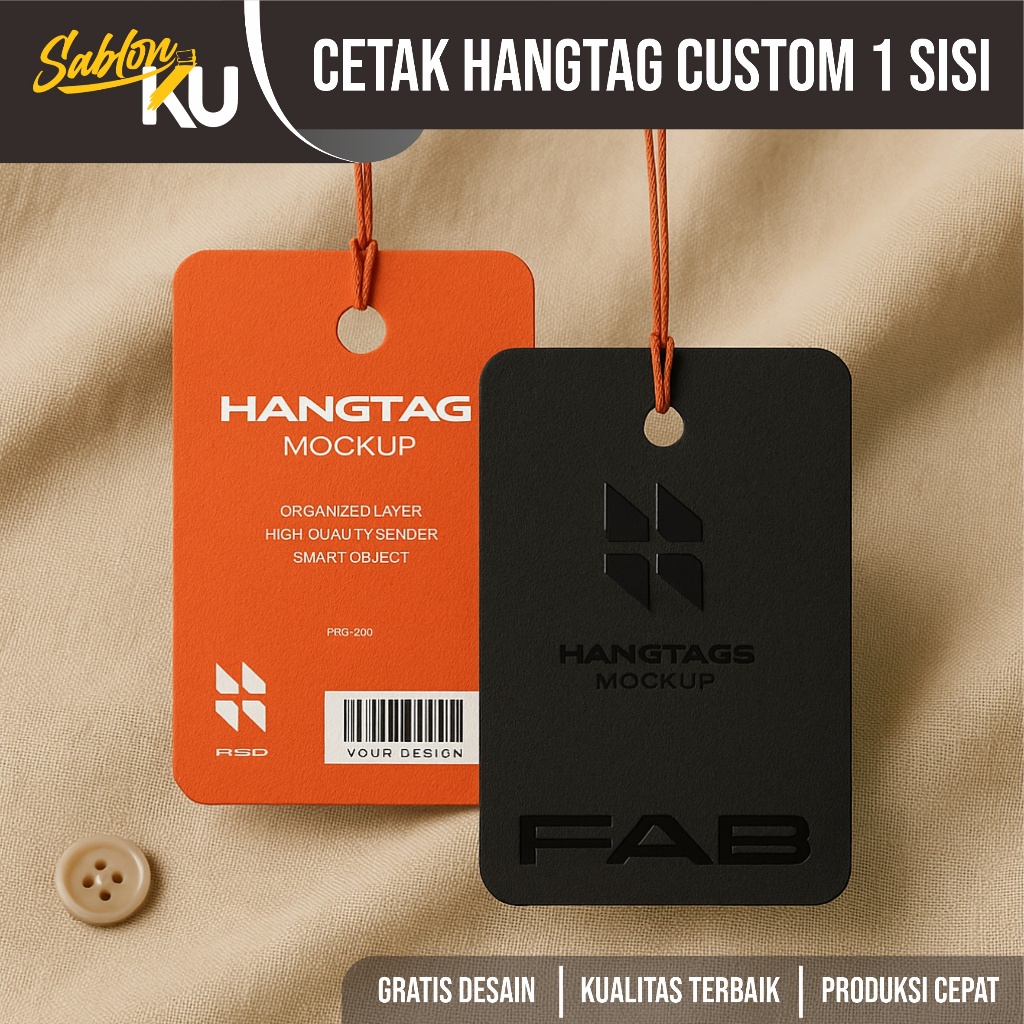 

Cetak Print hang tag hangtag label merek baju 1 sisi custom desain bentuk persegi untuk pakaian kaos murah