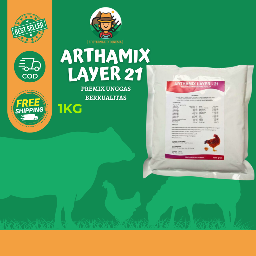 Arthamix Layer 1 Kg - Arthamix 21 - Premix Ayam Petelur - Premix Ayam Berkualitas