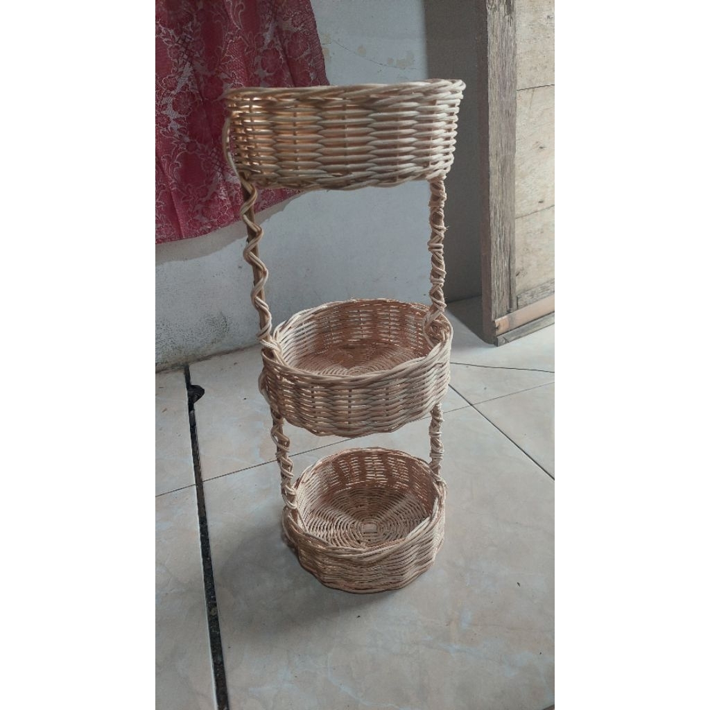 Rak bawang rotan 3 susun