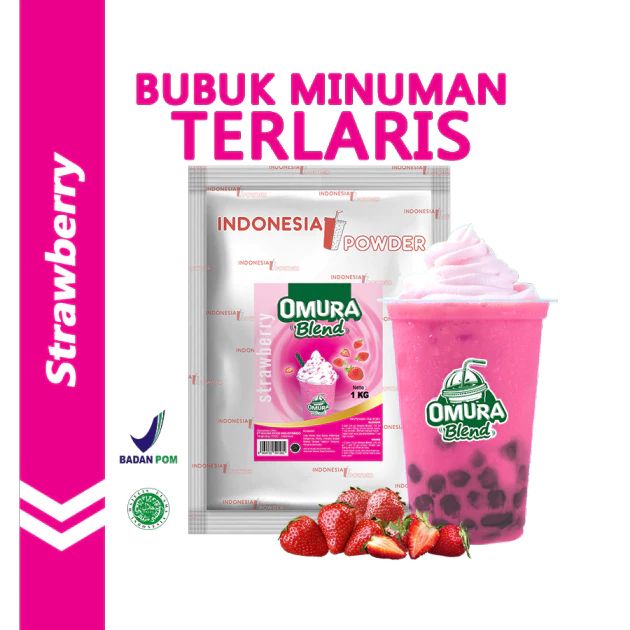 

OMURA Blend Bubuk Minuman Premium Rasa Strawberry / Stroberi Powder Drink 1 Kg Omura Powder