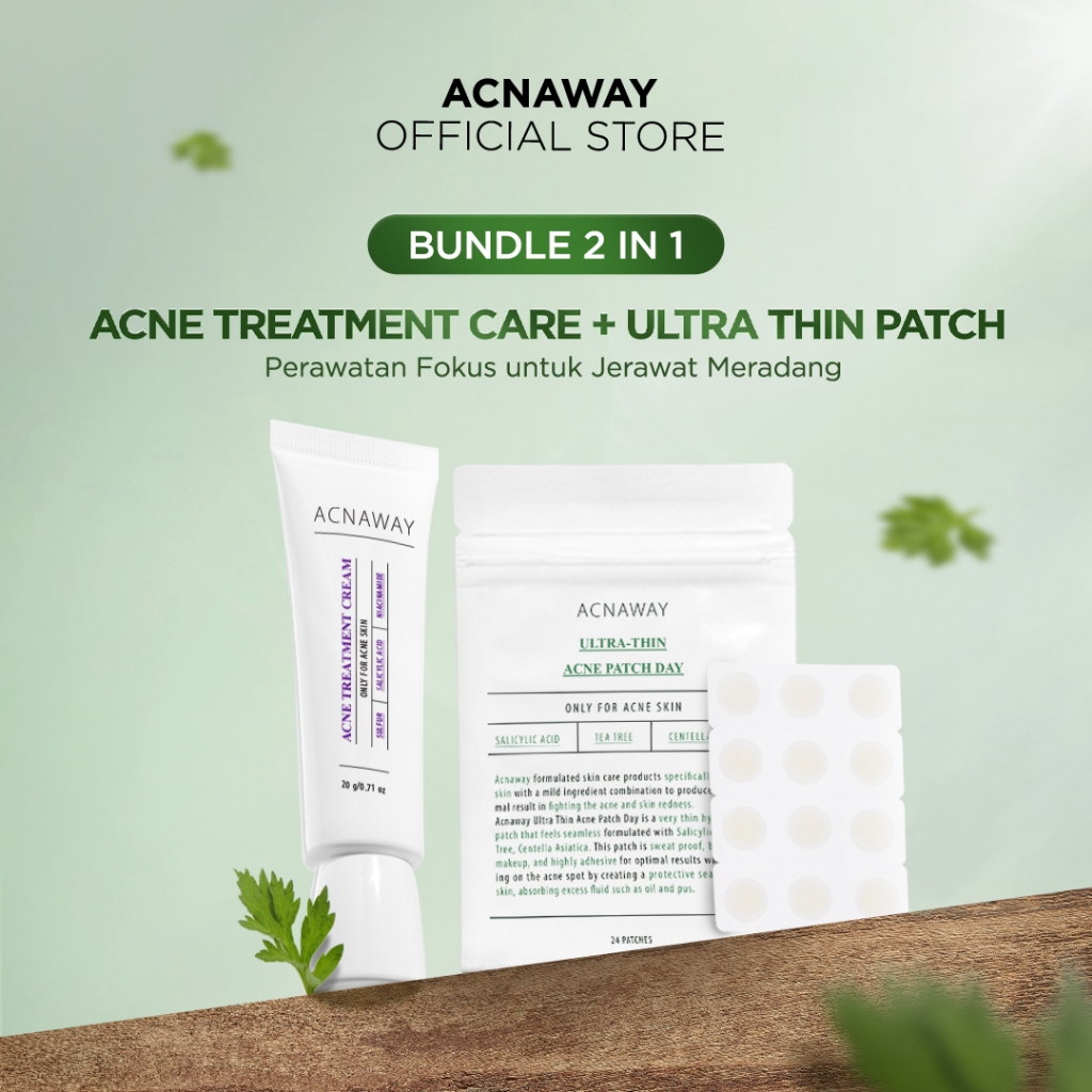 ACNAWAY Bundle 2 in 1 Ultra Thin Acne Patch + Acne Treatment Cream – Plester Jerawat Tipis & Spot Tr