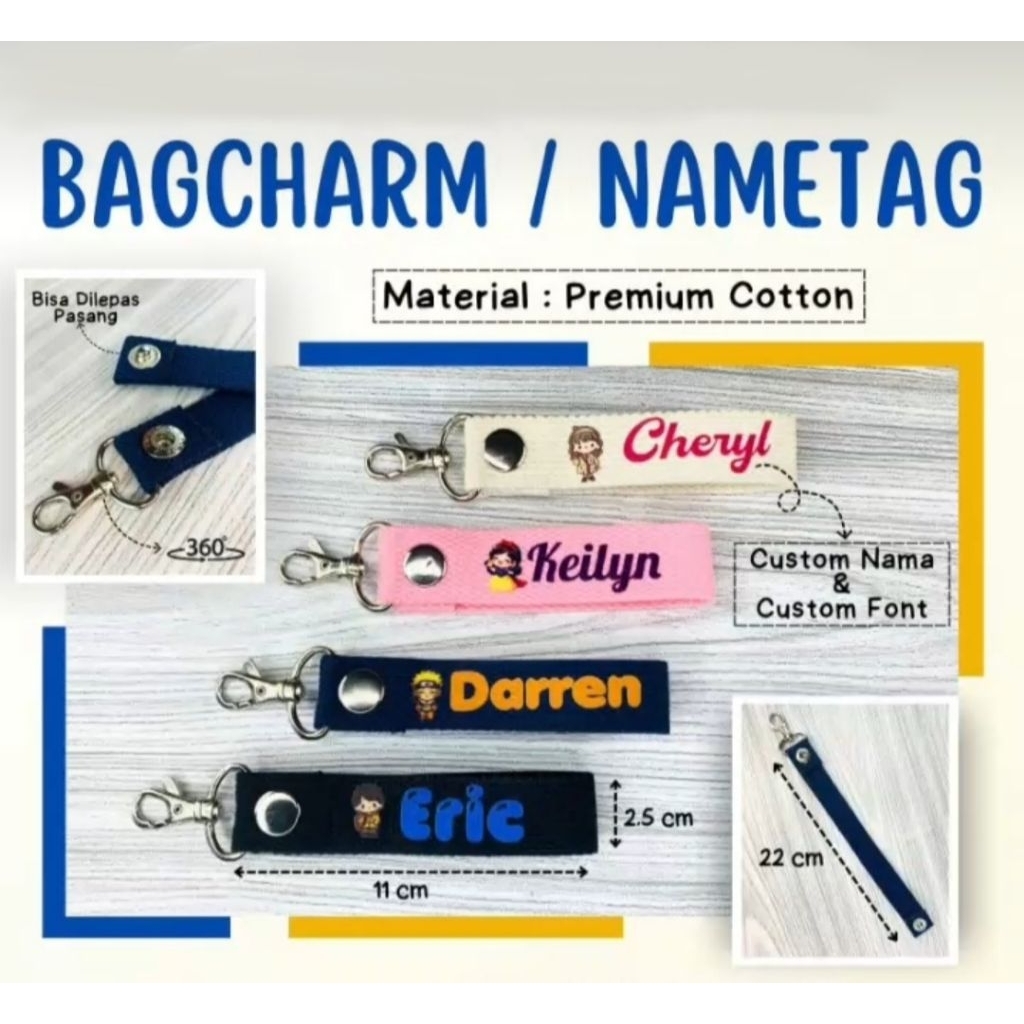 

NAME TAG CUSTOM NAMA Bag Charm GANTUNGAN Kunci / Dompet / Botol / Tas / Koper KARAKTER LUCU