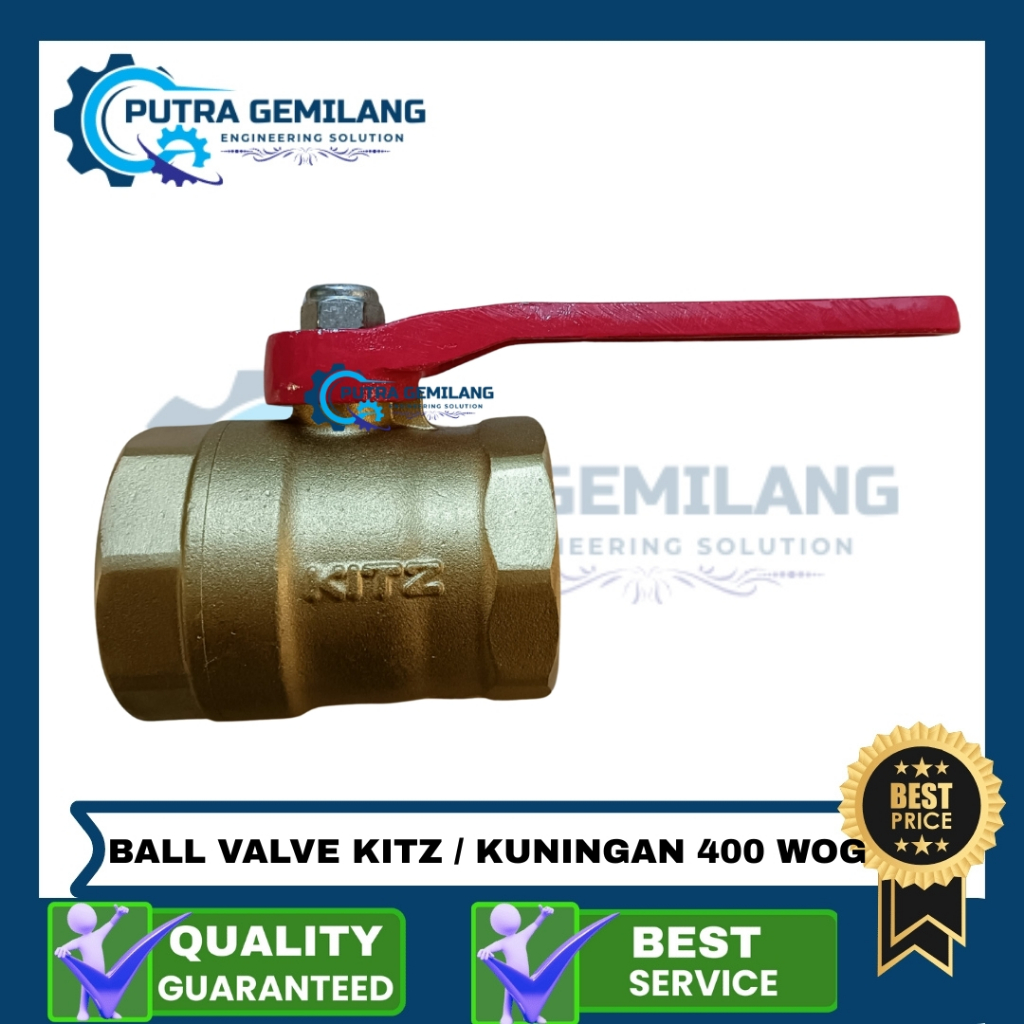 3" inch / BALL VALVE KITZ KUNINGAN / STOP KRAN KUNINGAN KITZ