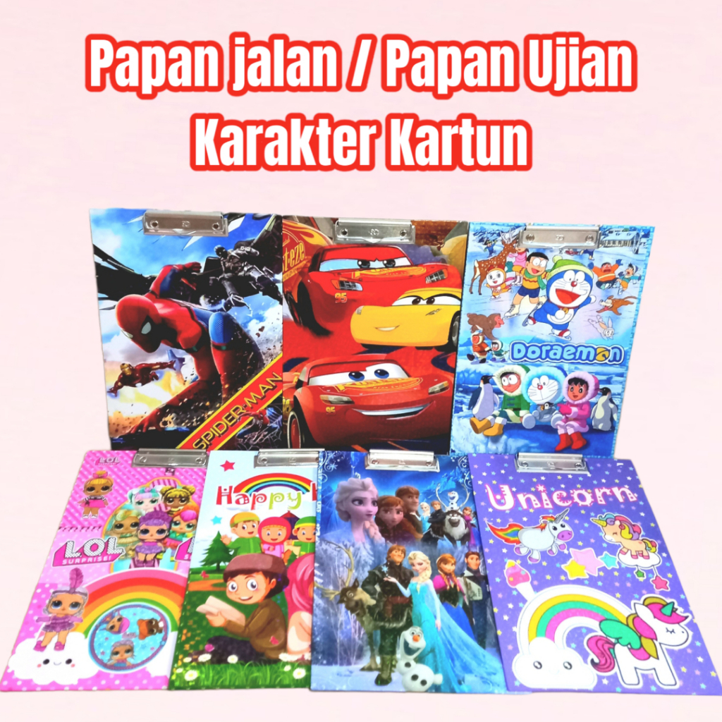 

Papan Ujian Karakter Kartun | Clipboard Folio Alas Tulis | Belakang Bisa Pakai Spidol Whiteboard