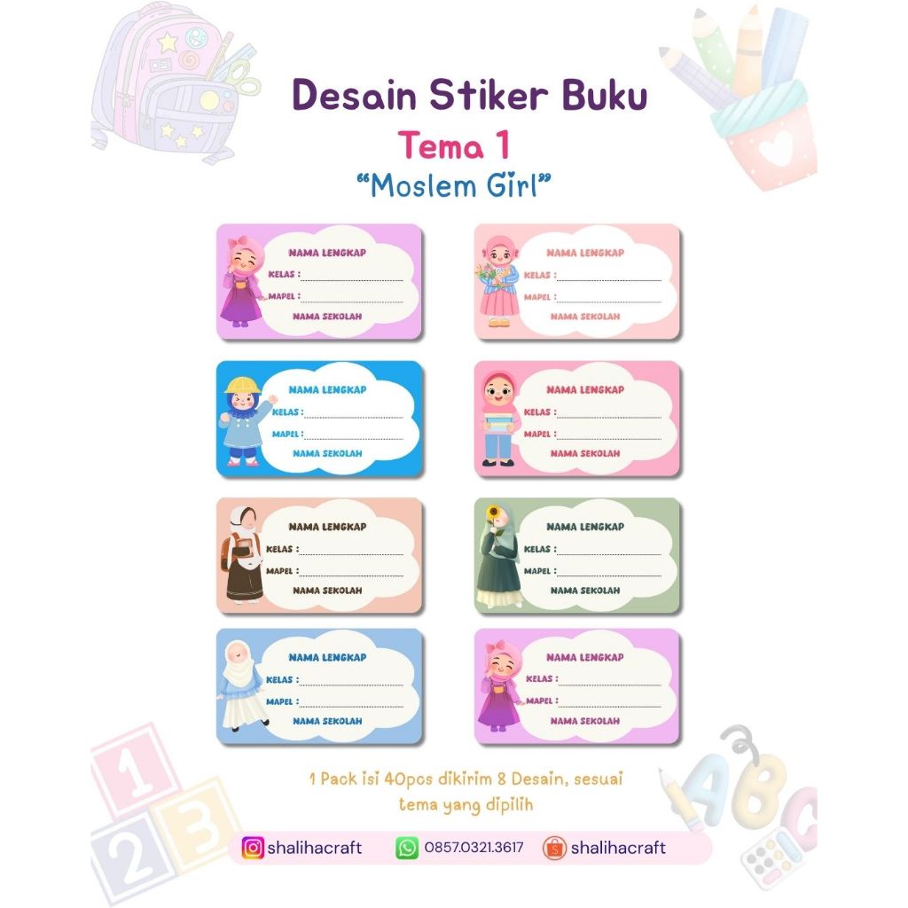 

Stiker buku custom nama lengkap & nama sekolah (baca deskripsi)