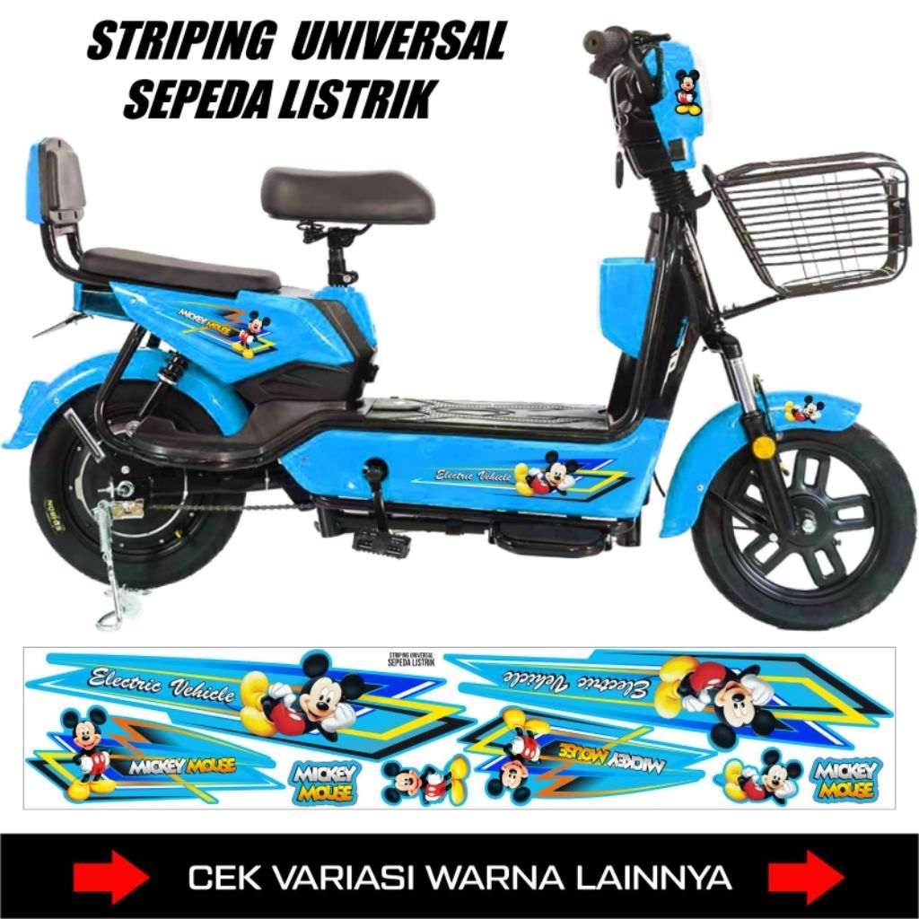 Sticker Mickey mouse Sepeda Listrik Anak / Striping Universal Sepeda Listrik Goda / Exotic / Viar / 