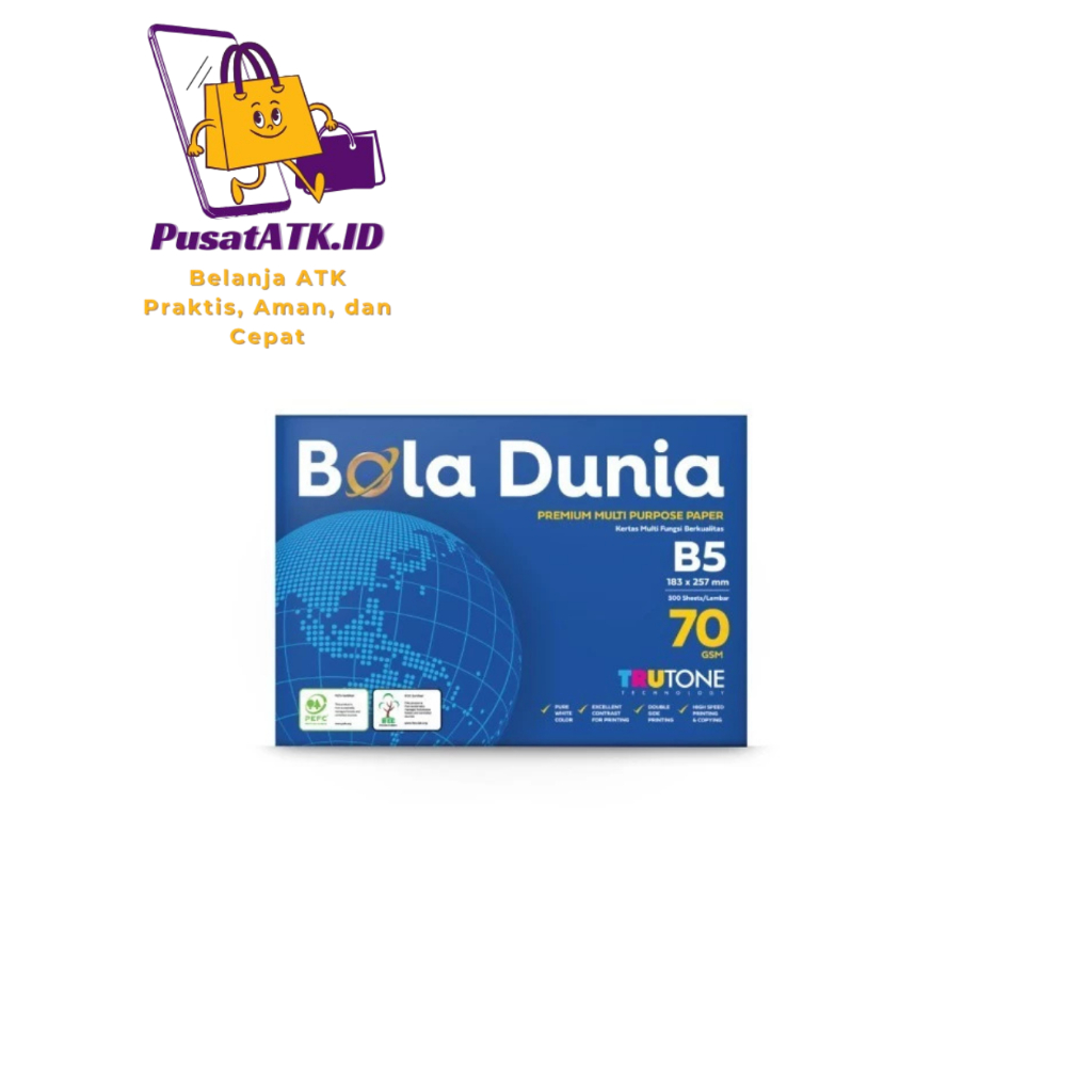 

B5 KERTAS SIDU UKURAN B5 70GR /BOLA DUNIA/PAPER ONE/ARIA