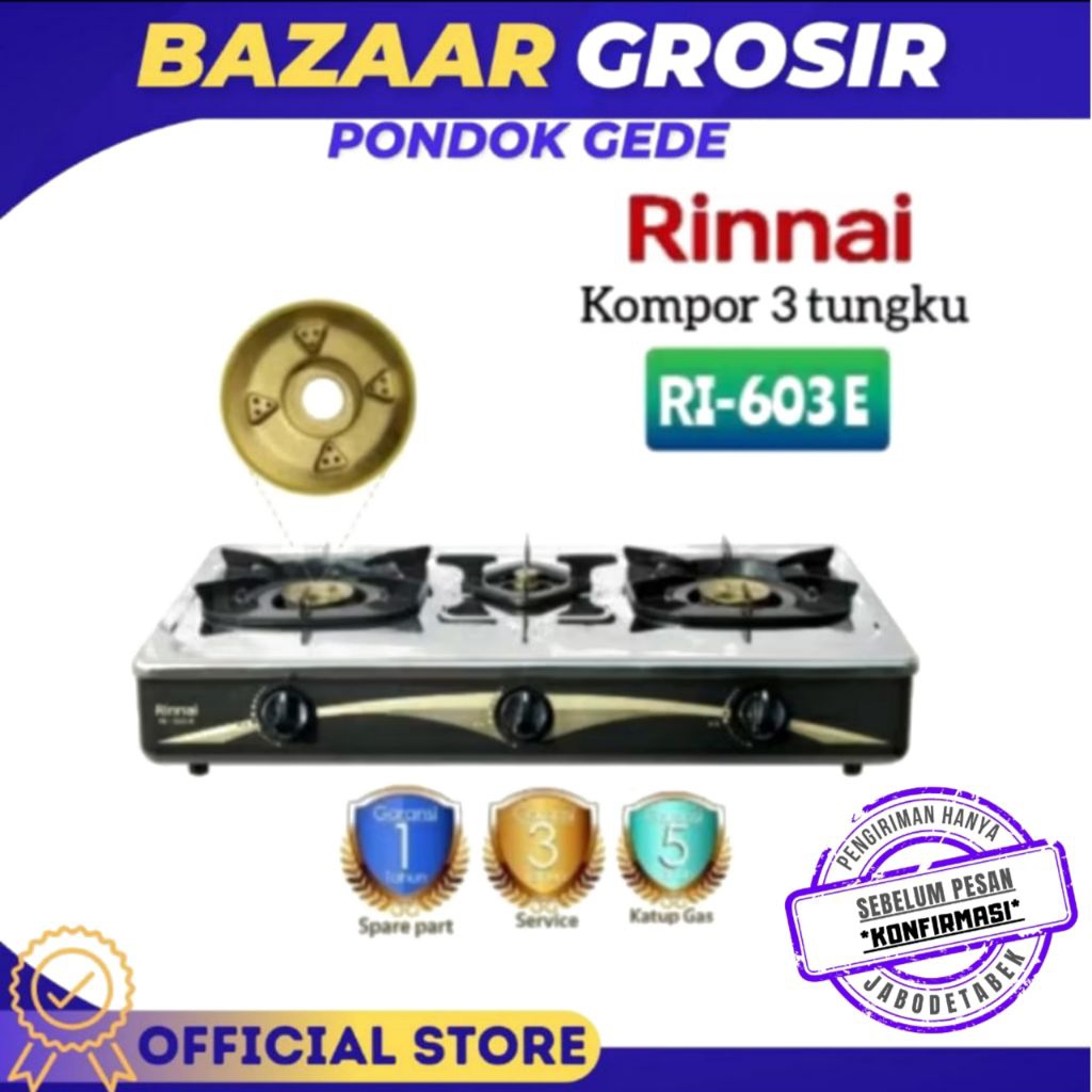 RINNAI RI603E RI 603E 603E KOMPOR GAS 3 TUNGKU