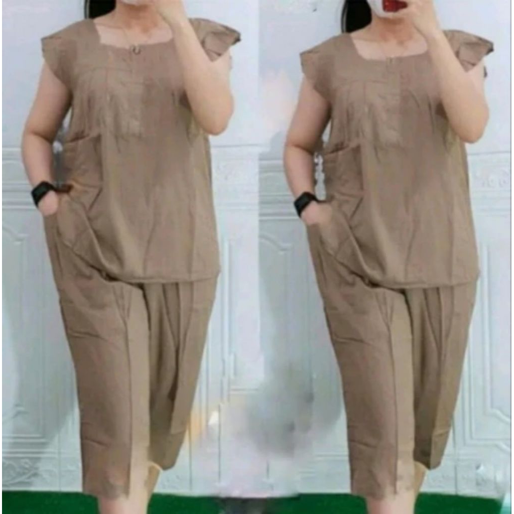 Setelan bangkok wanita jumbo7/8//Onset baju Bangkok Wanita Kekinian Korean Stylee