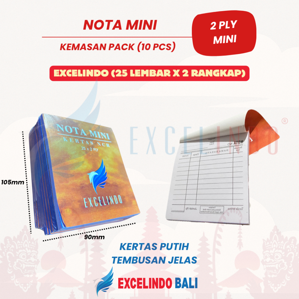 

(ISI 10 BUKU) Nota Kontan Mini 2 ply NCR Nota Laundry HARGA GROSIR merk Excelindo PREMIUM QUALITY