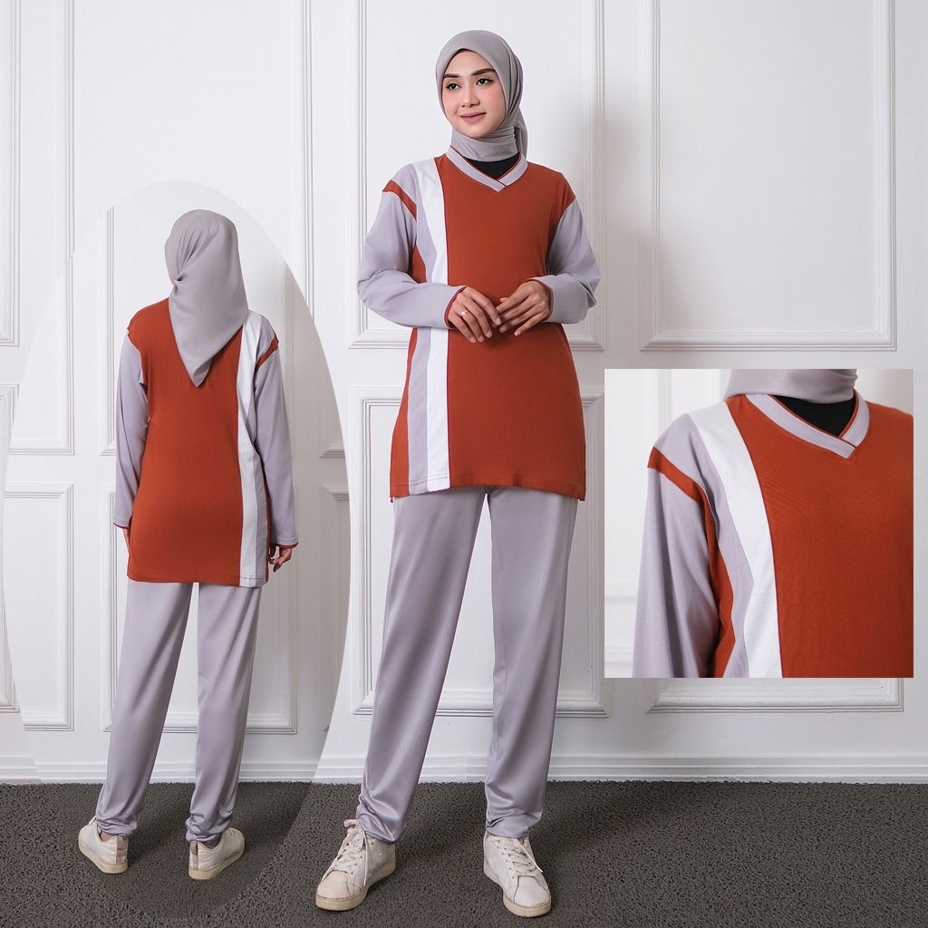 Setelan Baju Olahraga Wanita Lengan Panjang / Setelan olahraga tunik wanita muslimah