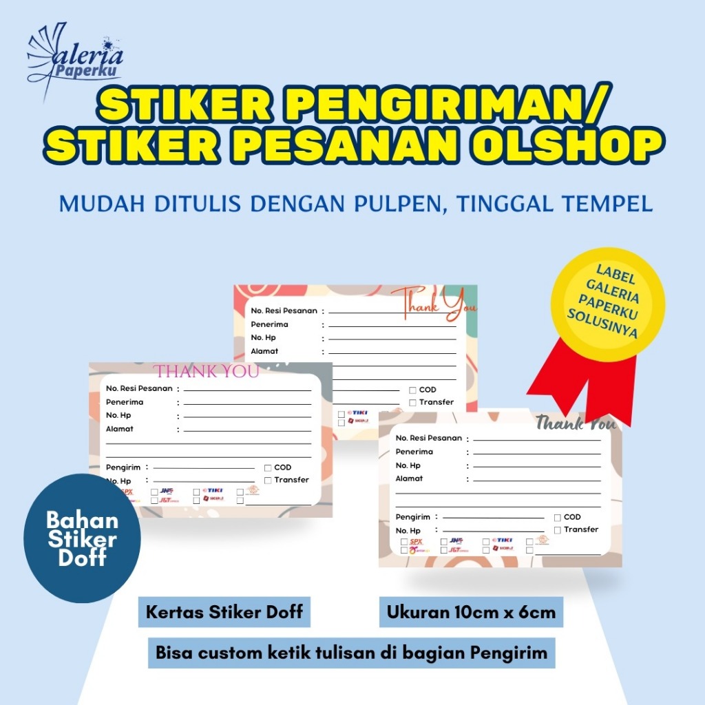 

[50 Pcs] Stiker Label Pengiriman Olshop Murah | Sticker Doff Pesanan Siap Pakai Murah Tanpa Pre Order | Label Pesanan