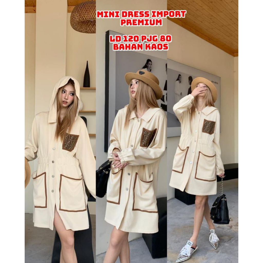 Midi dress hoodie cotton kaos import