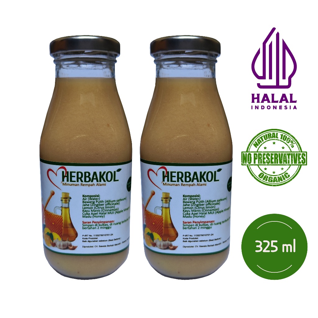 

HERBAKOL (PAKET 2 BOTOL) Jus Bawang Putih Madu Jahe Merah Lemon Cuka Apel
