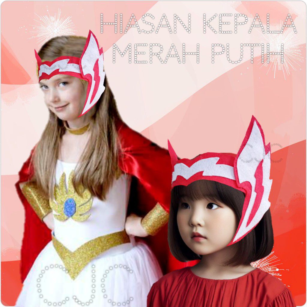 ikat kepala merah putih bando karnaval  17 agustus hiasan kepala merah putih kolosal