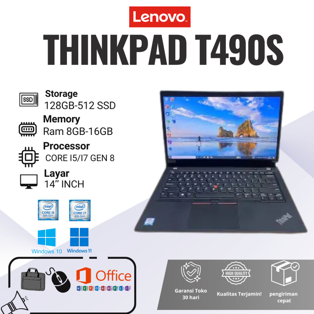ovo ThinkPad T490s Intel Core i7 Gen8 RAM 16GB&512GB SSD | T490s Core i5 Gen8 8GB&256GB Laptop Secon