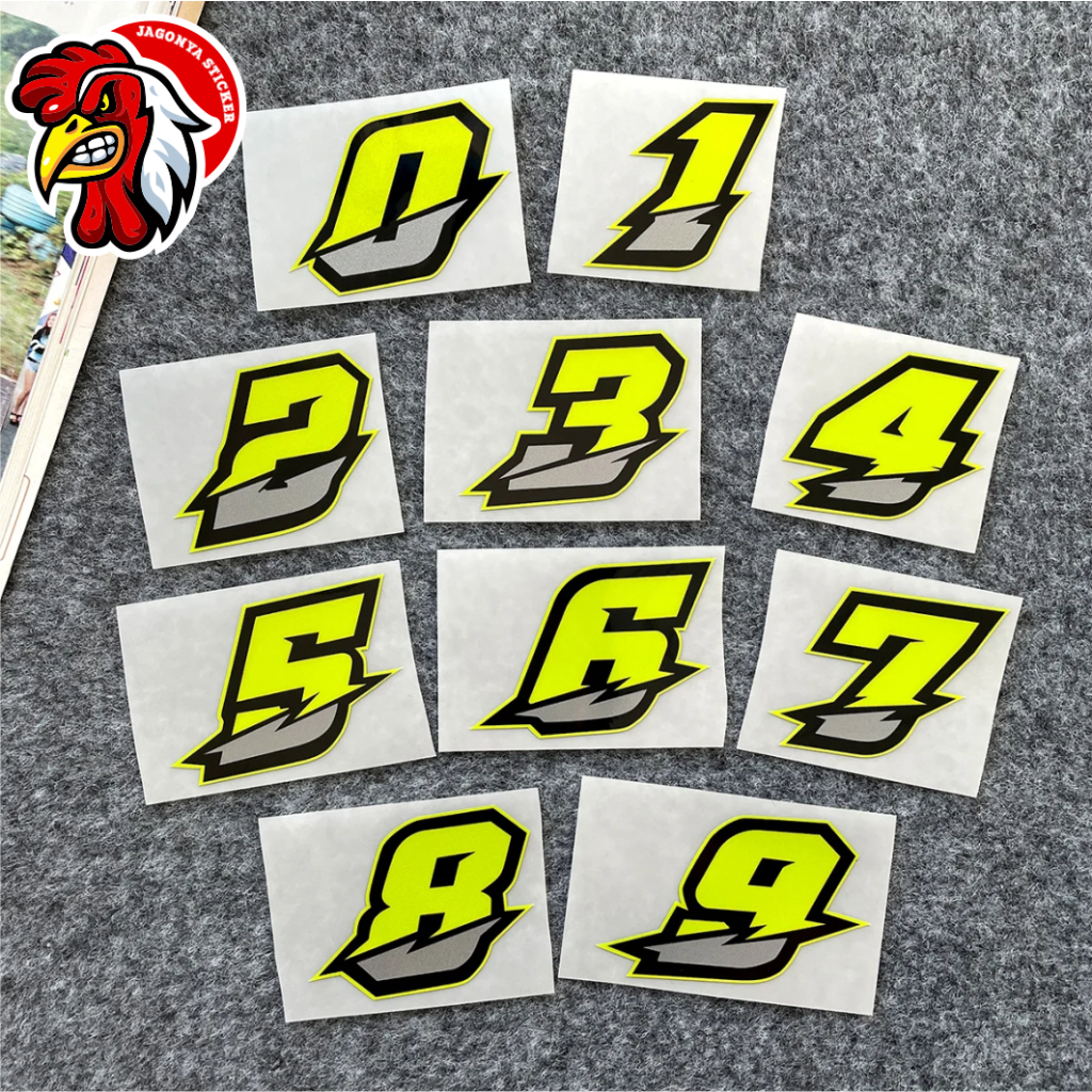 

STICKER NOMER racing Stiker Motor Angka Racing Helm Stiker mobil tangki kaca body angak 0-9