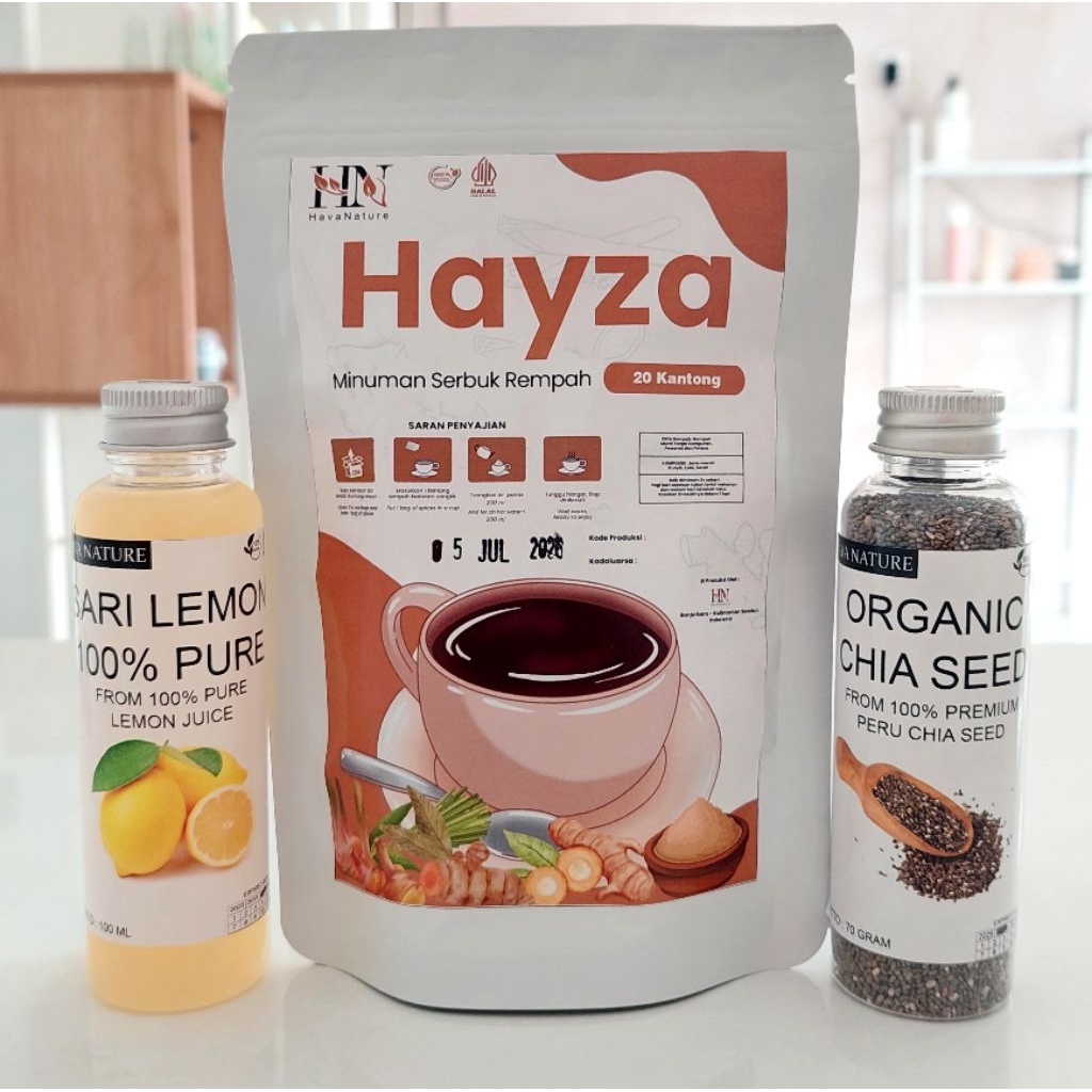 

HAYZA PAKET DIET | RIMPANG HAYZA + SARI LEMON 100ML + CHIA SEED 70 GRAM