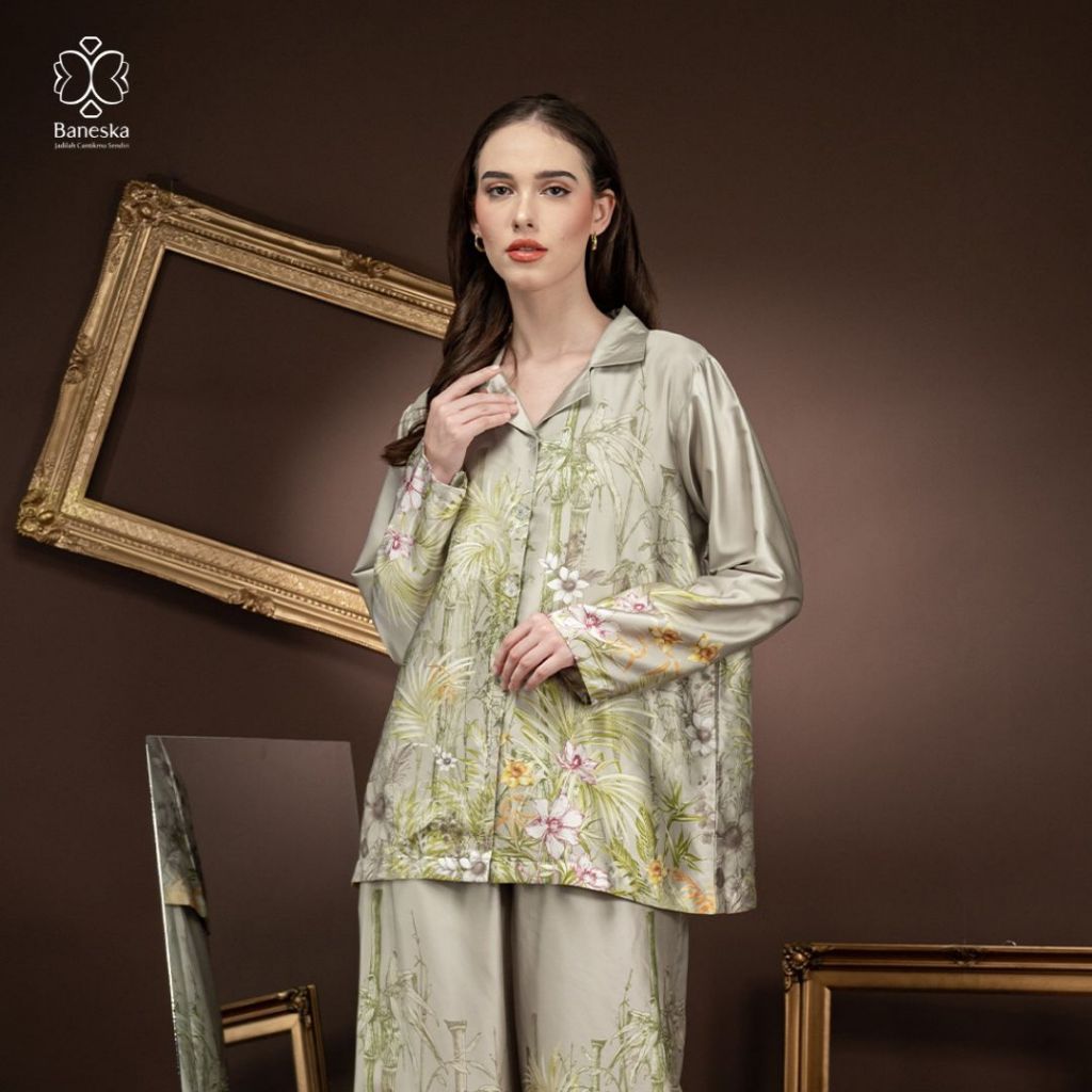 Baneska Pajamas Chafia Series | One Set Piyama Premium | Piyama Motif Terbaru 2025 | Oneset Silk