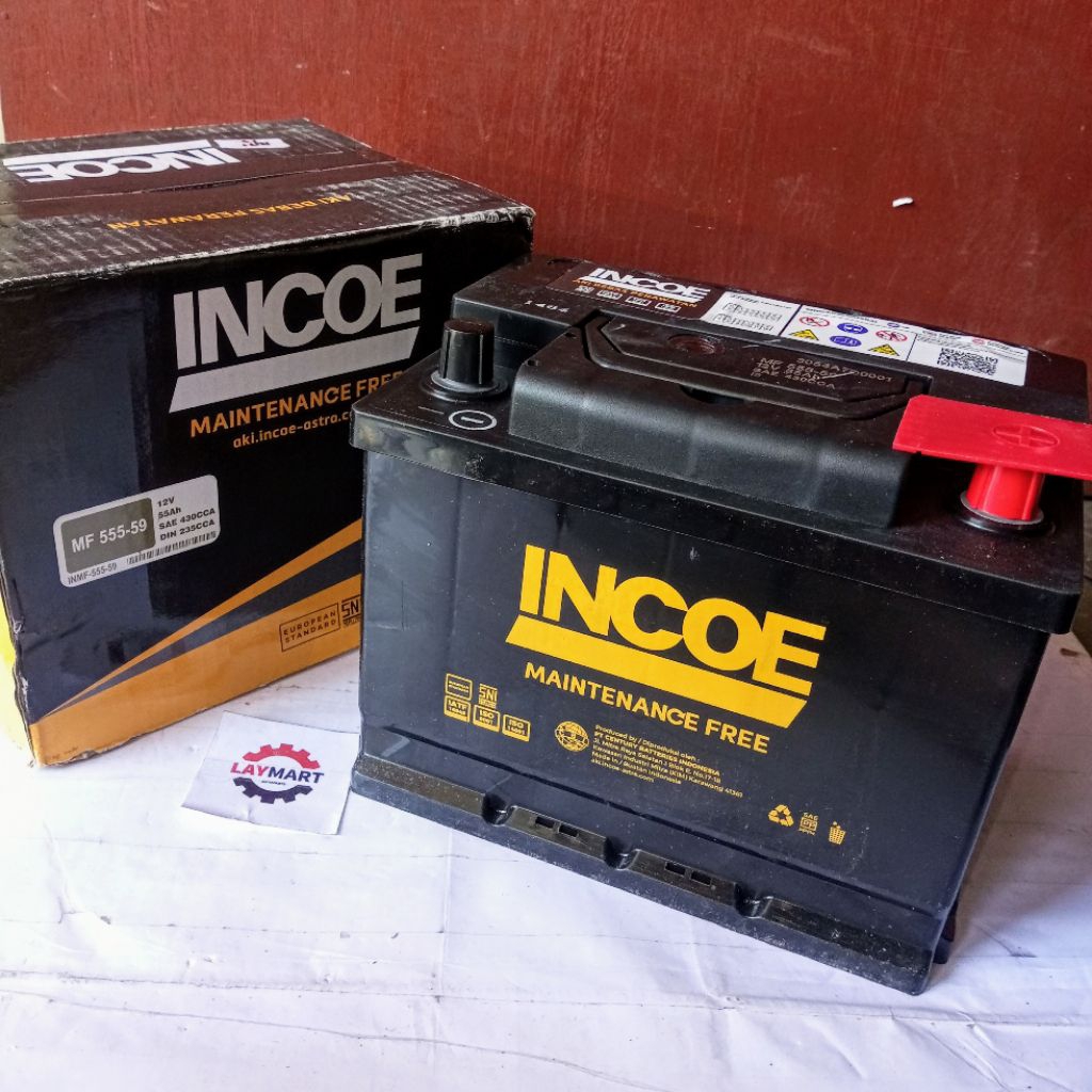 ACCU KERING MOBIL INCOE MF 555-59 Kapasitas Ampere 55Ah, Tegangan 12V