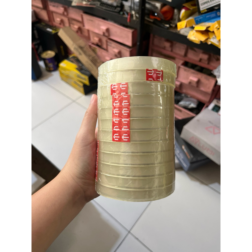 

Isolasi Bening 12mm x 60 Yard - 1 Slop Isi 12 Pcs/Roll