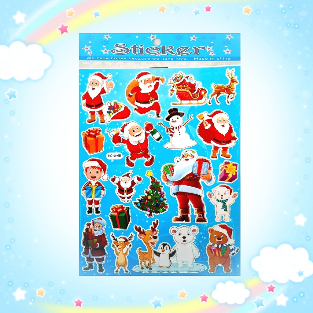 

[KH] Gambar Tempel Laser Sticker Stiker Laser Anak Karakter Kartun Santa Clause Christmas Natal
