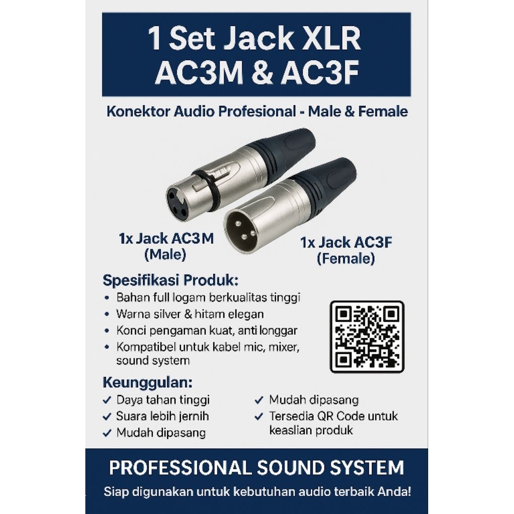 1Set ( SEPASANG ) JACK AC3M BMA DAN COVER AC3F BMA