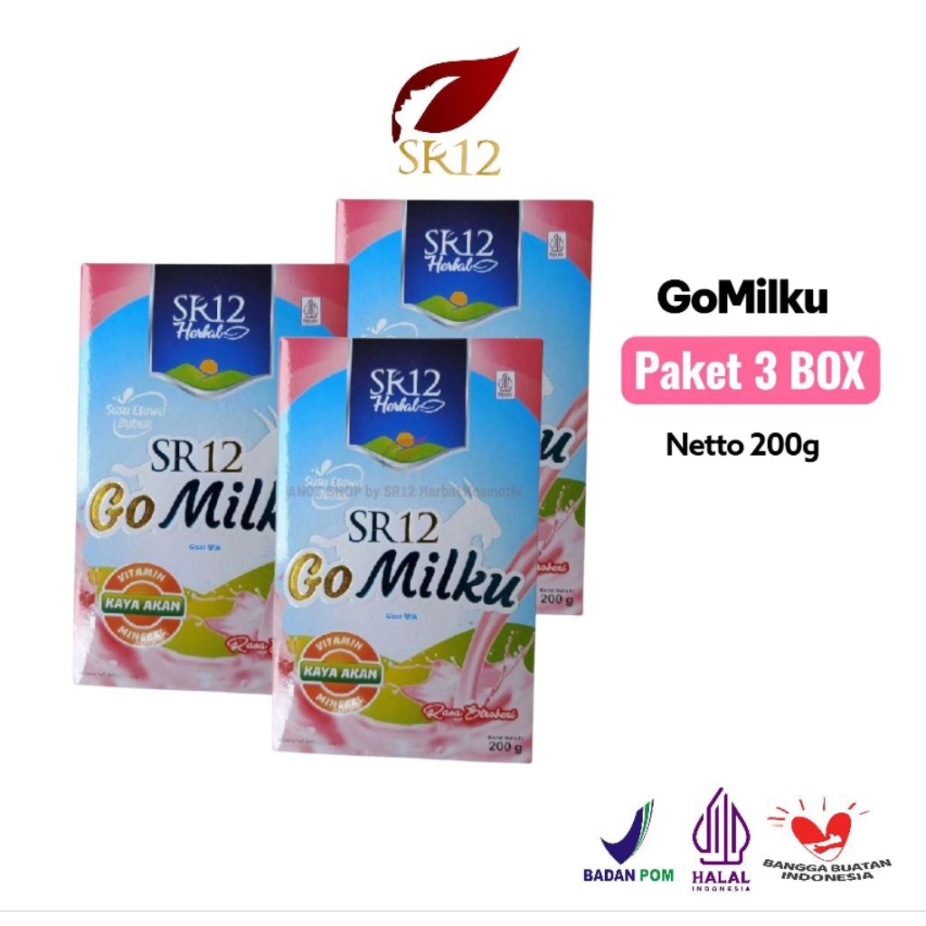 

[ PAKET HEMAT 3 BOX ] Go Milku SR12 Herbal Susu Kambing Etawa Asli 200g Rasa Stroberi