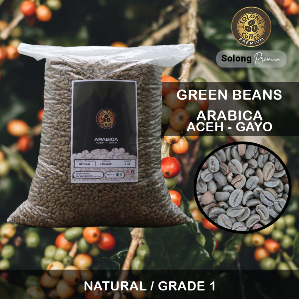 

Green Bean Arabica Gayo Natural Process Fine Arabika Grade 1 - Solong Premium