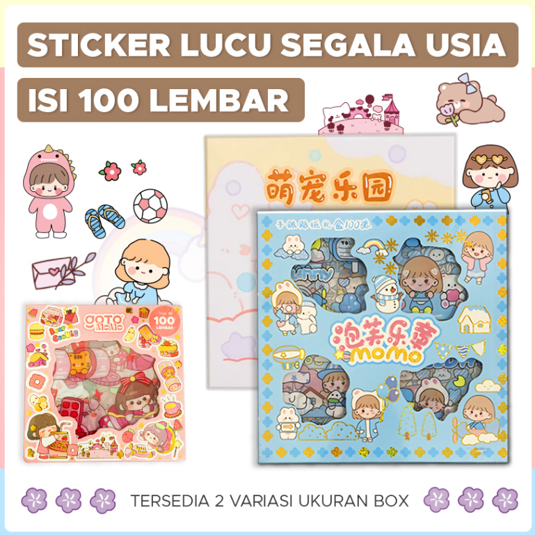 

B410 Goto Momo Stiker Lucu Sticker Kartun Korea Motif Anti Air 100 Lembar