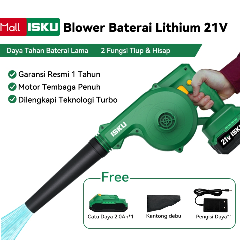 ISKU Blower Vacuum 2 in 1 21V - Tiup  Hisap DebuBaterai Lithium Motor Tembaga Ringan