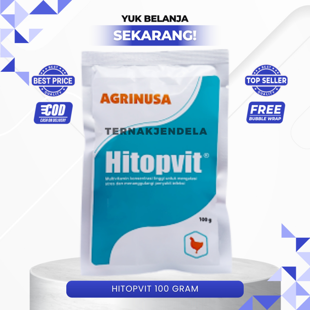 HITOPVIT 100 GRAM - Multivitamin Meningkatkan Daya Tahan Tubuh Untuk Ayam & Unggas.