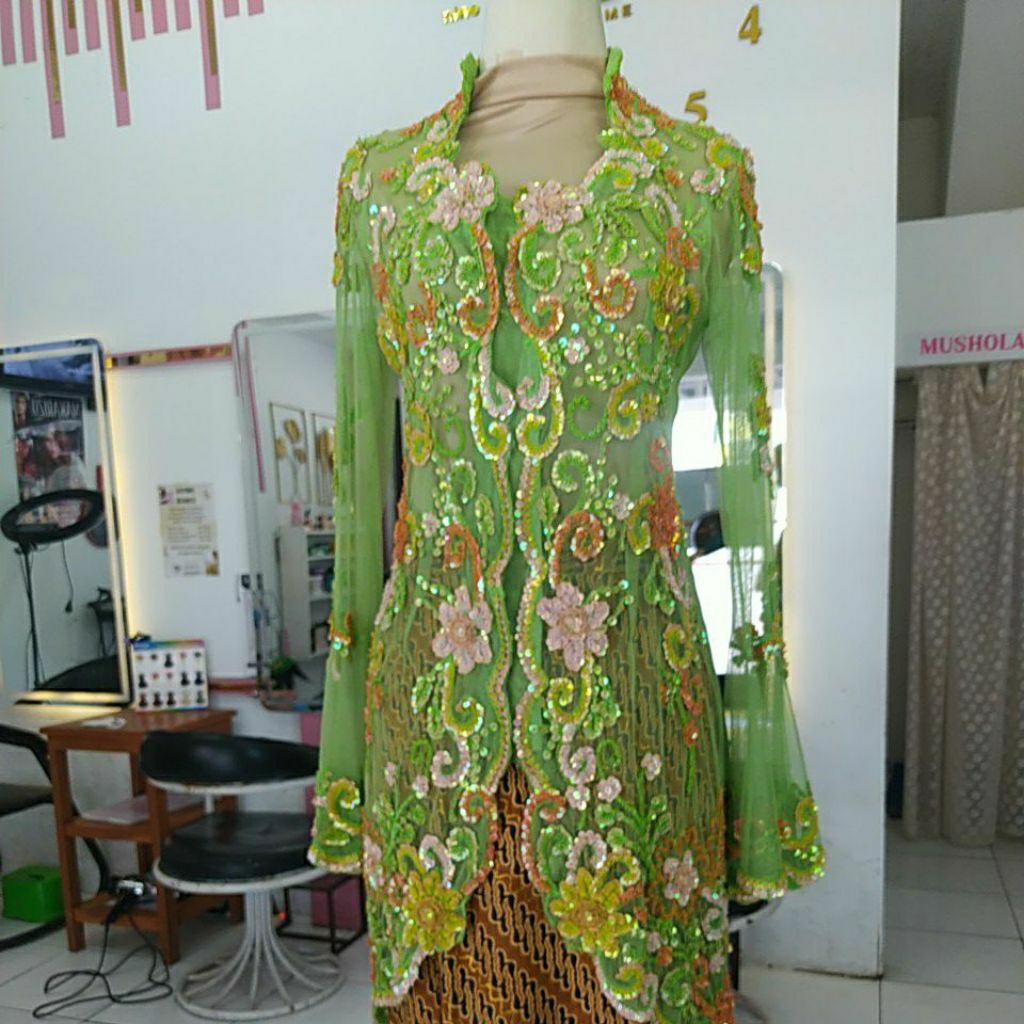 kebaya hijau lime full payet