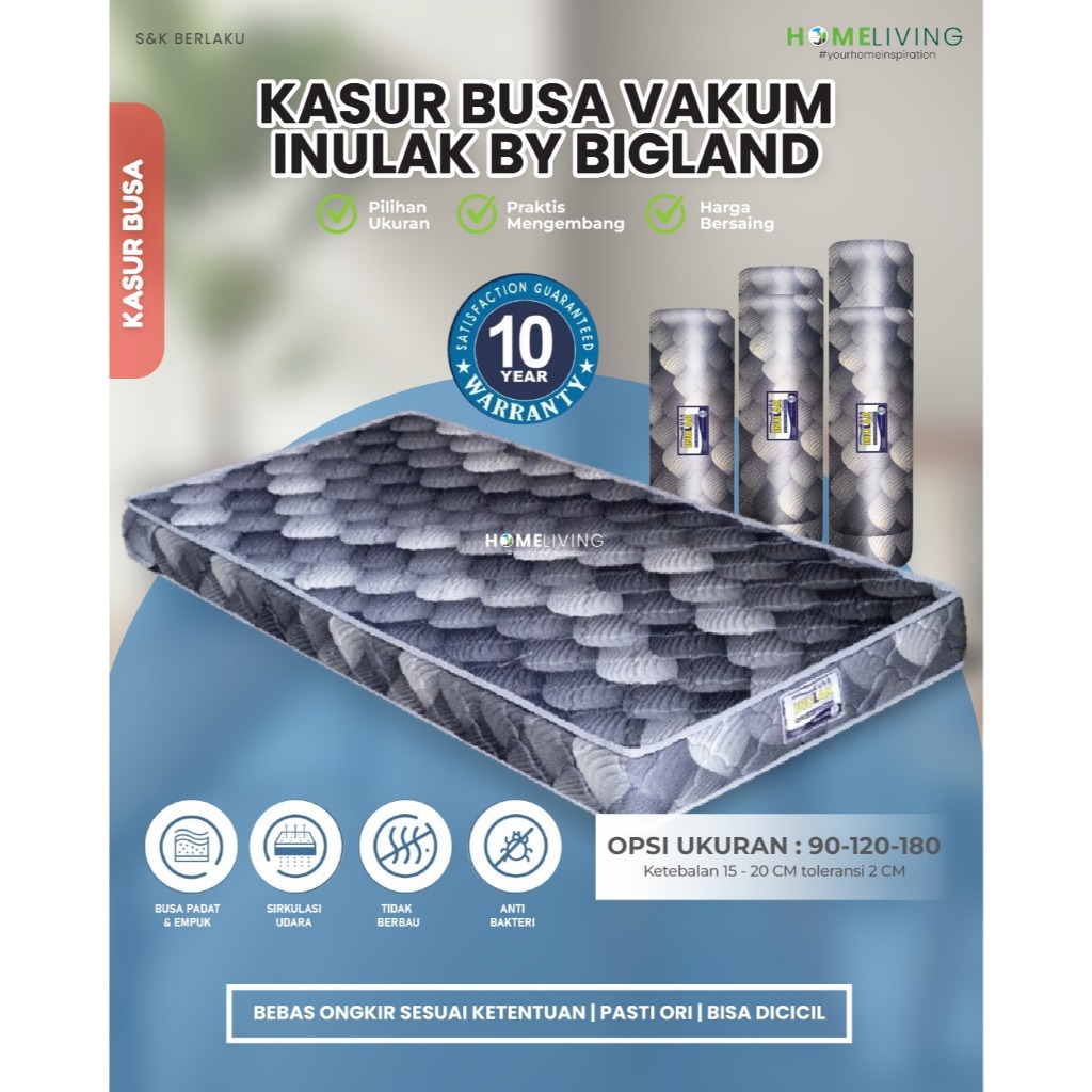 HOMELIVING - KASUR VACUM INULAC - KASUR GULUNG MEREK INULAC - KASUR BUSA VACUM
