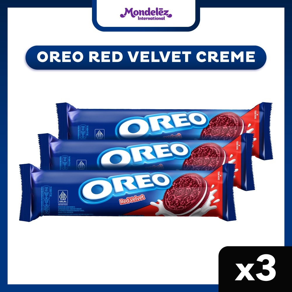 

Oreo Red Velvet 119.1gr - Triple Pack - Biskuat Cemilan Manis Anak dan Keluarga