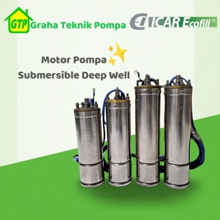 Icar Ecofill Motor Pompa Air Submersible Deep Well 1.5Hp/3Phase