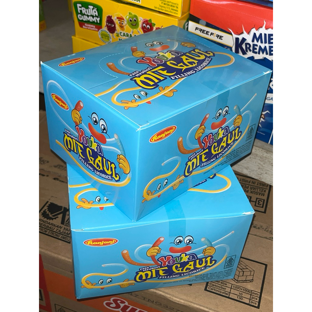 

ranjani youka MIE GAUL rasa stroberi filling licorice isi 20sachet berat 200g
