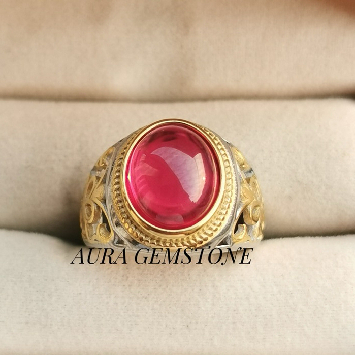 Cincin pria Batu cincin merah delima Siam Bangkok Termurah