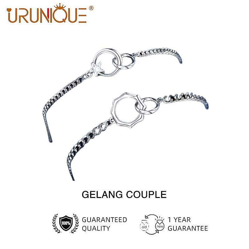 ITM Gelang couple Matahari dan bulan terhubung Gelang Pasangan gelang fashion gelang pria wanita adj