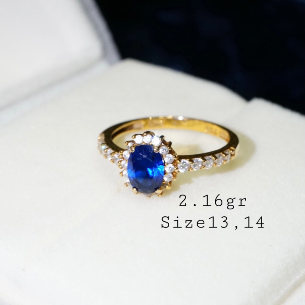 Cincin Emas Asli Mata Biru Stone Limited‼️ Cincin Emas Oval Kadar 700