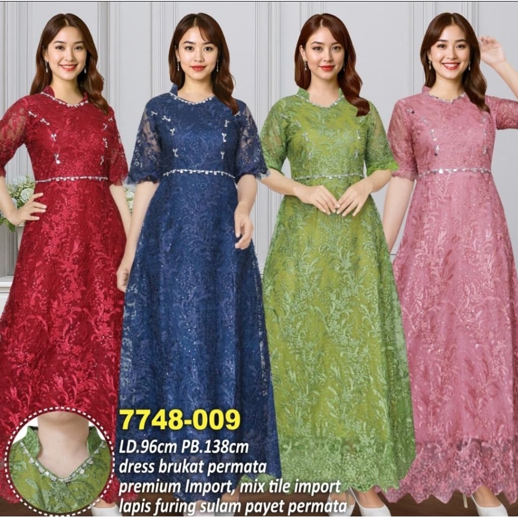 COD LONGDRESS BRUKAT BAJU NATAL BAJU PESTA 7748