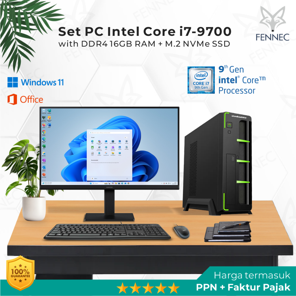 Set PC Slim Intel Core i7-9700 Gen-9 RAM 16GB SSD Rakitan Office