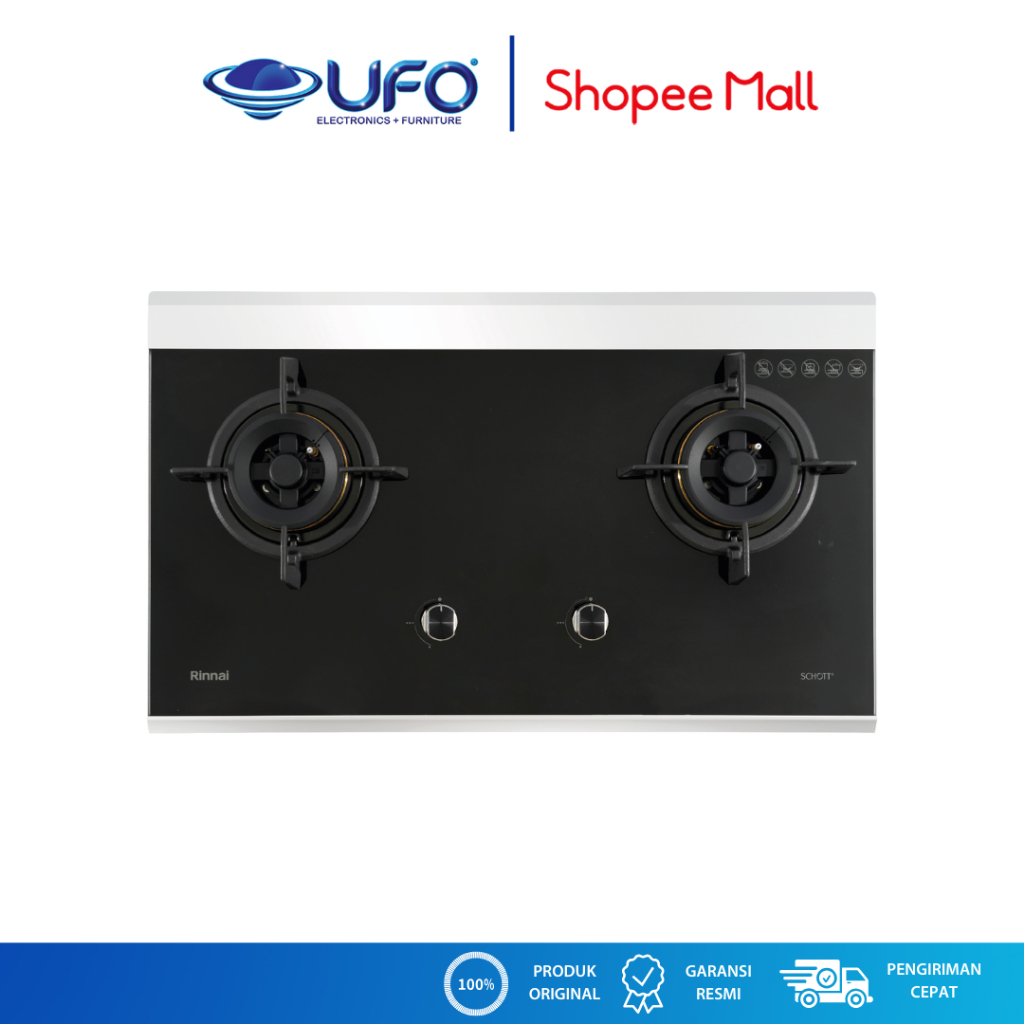 Rinnai Kompor Tanam Schott Glass 2 Tungku RB-7512D(G)