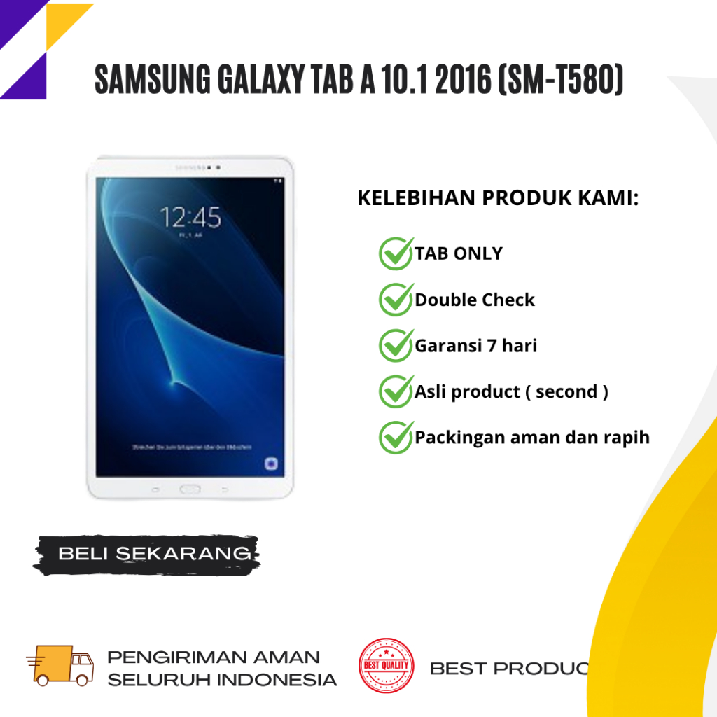 Samsung Galaxy Tab A 10.1 2016 (SM-T580) 2/16GB Wifi Only Second ORIGINAL