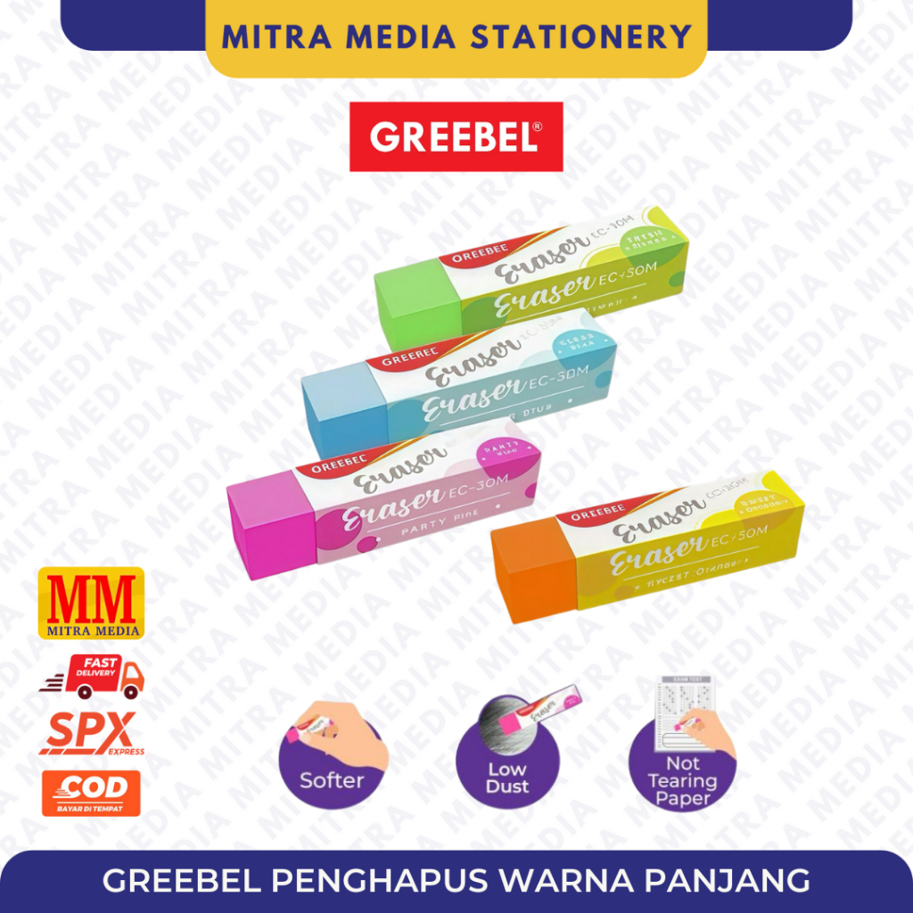 

(PCS) GREEBEL Penghapus Hapusan Eraser (Colorful EC-30M) / Penghapus Warna