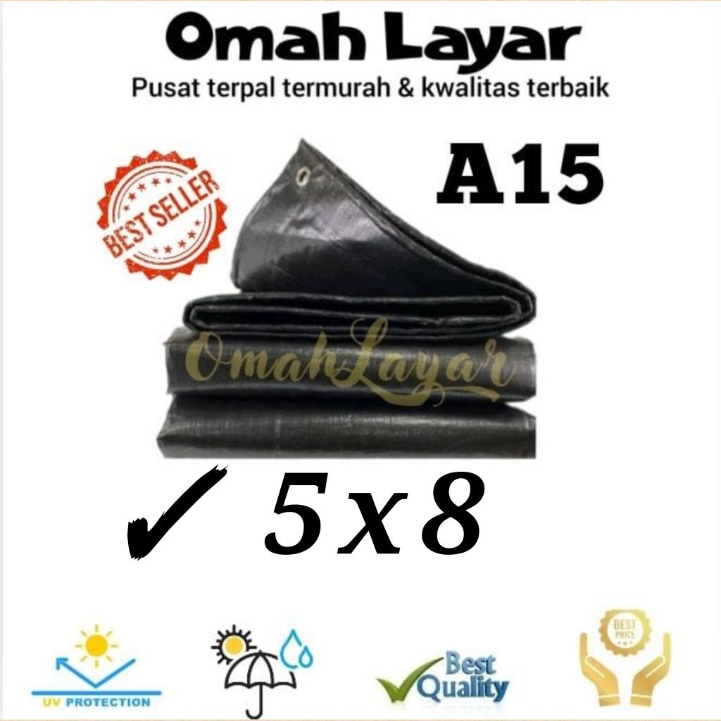 terpal lembaran 5x8 A15 Hitam Korea terpal tebal anti air dan panas tenda warung dan truck terpal bu